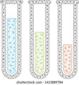 Mesh chemical analysis polygonal icon vector illustration. Carcass model is based on chemical analysis flat icon. Triangular network forms abstract chemical analysis flat model.