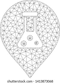 Mesh chemical map marker polygonal icon vector illustration. Abstraction is based on chemical map marker flat icon. Triangular network forms abstract chemical map marker flat carcass.