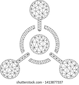 Mesh chemical weapon polygonal 2d vector illustration. Carcass model is based on chemical weapon flat icon. Triangular mesh forms abstract chemical weapon flat carcass.
