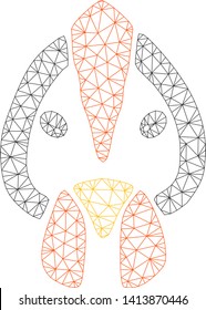 Mesh chicken face polygonal icon vector illustration. Carcass model is based on chicken face flat icon. Triangular network forms abstract chicken face flat model.