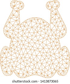 Mesh chicken polygonal symbol vector illustration. Carcass model is based on chicken flat icon. Triangular network forms abstract chicken flat model.