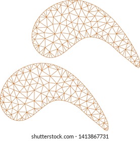Mesh chicken wings polygonal icon vector illustration. Model is based on chicken wings flat icon. Triangle net forms abstract chicken wings flat model.