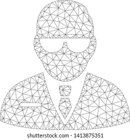 Mesh chief polygonal icon vector illustration. Model is based on chief flat icon. Triangle mesh forms abstract chief flat carcass.