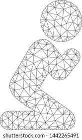 Mesh child pray polygonal icon vector illustration. Model is based on child pray flat icon. Triangular mesh forms abstract child pray flat model.