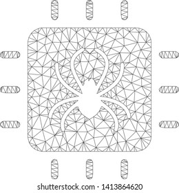 Mesh chip bug polygonal icon vector illustration. Carcass model is based on chip bug flat icon. Triangular mesh forms abstract chip bug flat carcass.