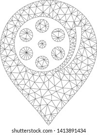 Mesh cinema roll marker polygonal icon vector illustration. Carcass model is based on cinema roll marker flat icon. Triangle mesh forms abstract cinema roll marker flat model.