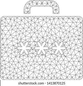 Mesh cipher case polygonal symbol vector illustration. Model is created from cipher case flat icon. Triangular mesh forms abstract cipher case flat model.
