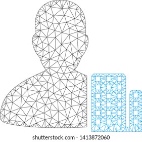 Mesh city architect polygonal symbol vector illustration. Carcass model is based on city architect flat icon. Triangular network forms abstract city architect flat model.
