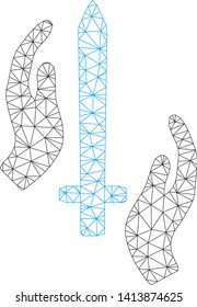 Mesh classic guard polygonal 2d vector illustration. Model is based on classic guard flat icon. Triangle network forms abstract classic guard flat model.