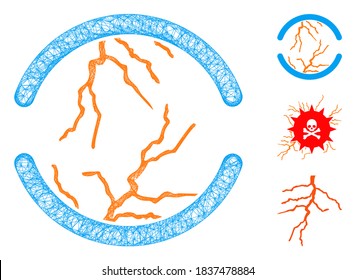 Mesh clean energy polygonal web icon vector illustration. Carcass model is based on clean energy flat icon. Triangle network forms abstract clean energy flat model.