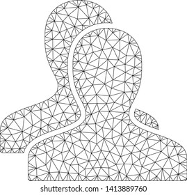 Mesh clients polygonal 2d vector illustration. Model is based on clients flat icon. Triangle mesh forms abstract clients flat carcass.