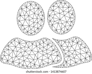 Mesh clients polygonal icon vector illustration. Carcass model is based on clients flat icon. Triangular network forms abstract clients flat carcass.