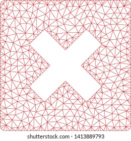 Mesh close polygonal 2d vector illustration. Carcass model is based on close flat icon. Triangle network forms abstract close flat carcass.