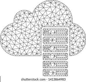 Mesh cloud computing polygonal icon vector illustration. Carcass model is based on cloud computing flat icon. Triangle mesh forms abstract cloud computing flat model.
