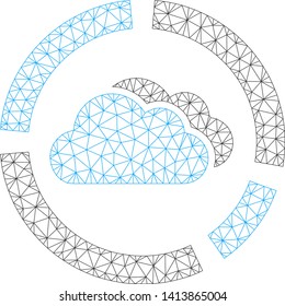 Mesh cloud diagrams polygonal icon vector illustration. Abstraction is based on cloud diagrams flat icon. Triangular network forms abstract cloud diagrams flat carcass.