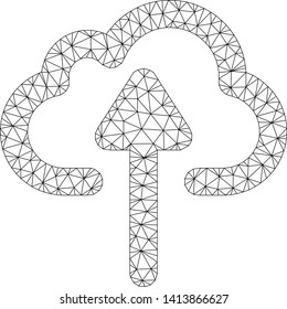 Mesh cloud upload polygonal icon vector illustration. Model is based on cloud upload flat icon. Triangular network forms abstract cloud upload flat model.