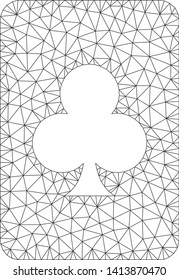Mesh clubs gambling card polygonal icon vector illustration. Model is based on clubs gambling card flat icon. Triangle mesh forms abstract clubs gambling card flat model.