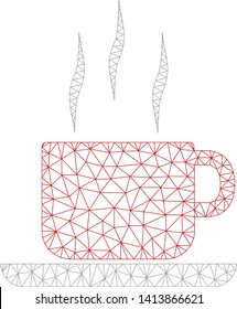 Mesh coffee break polygonal icon vector illustration. Abstraction is based on coffee break flat icon. Triangular mesh forms abstract coffee break flat model.