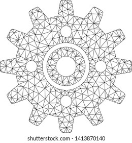 Mesh cogwheel polygonal icon vector illustration. Model is created from cogwheel flat icon. Triangle network forms abstract cogwheel flat model.