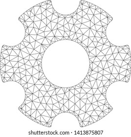 Mesh cogwheel polygonal icon vector illustration. Abstraction is based on cogwheel flat icon. Triangle mesh forms abstract cogwheel flat model.