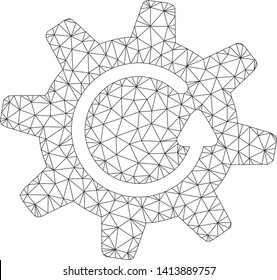 Mesh cogwheel rotation direction polygonal icon vector illustration. Model is based on cogwheel rotation direction flat icon. Triangle mesh forms abstract cogwheel rotation direction flat model.