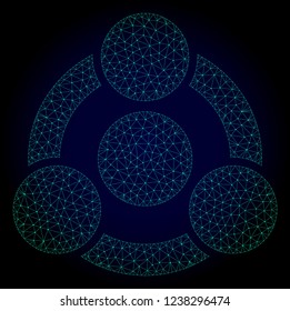 Mesh collaboration polygonal illustration. Abstract mesh lines, triangles and points on dark background with collaboration.