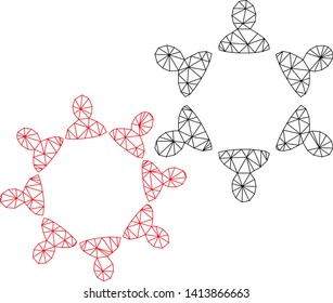 Mesh collaboration polygonal symbol vector illustration. Carcass model is based on collaboration flat icon. Triangular network forms abstract collaboration flat model.