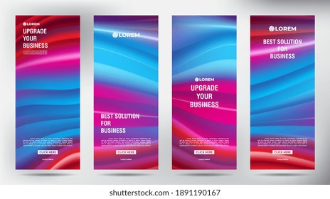 Mesh Color Flow roll up business brochure flyer banner design vertical template, cover presentation background, modern publication x-banner and flag-banner, Set of Roll up banner stand template design