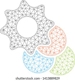 Mesh color options polygonal icon vector illustration. Model is based on color options flat icon. Triangle network forms abstract color options flat model.