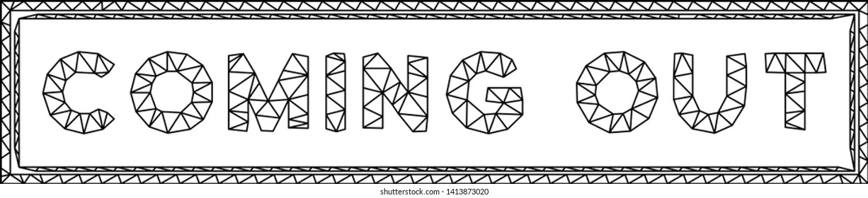 Mesh Coming out rectangle polygonal icon vector illustration. Carcass model is created from Coming out rectangle flat icon. Triangle mesh forms abstract Coming out rectangle flat carcass.