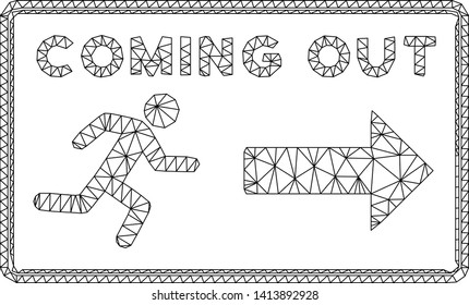 Mesh Coming out rectangle polygonal 2d vector illustration. Abstraction is based on Coming out rectangle flat icon. Triangular network forms abstract Coming out rectangle flat model.