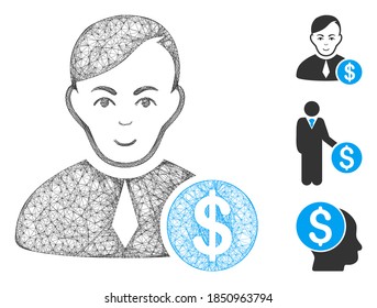Ilustración vectorial de icono web poligonal de malla comercial loyer. El modelo se basa en un icono plano de loyer comercial. La red triangular forma un modelo abstracto de loyer plano.