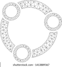 Mesh community polygonal icon vector illustration. Model is based on community flat icon. Triangular network forms abstract community flat carcass.