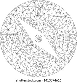 Mesh compass polygonal icon vector illustration. Model is based on compass flat icon. Triangular network forms abstract compass flat model.