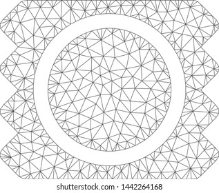 Mesh condom package polygonal icon vector illustration. Model is based on condom package flat icon. Triangle network forms abstract condom package flat model.