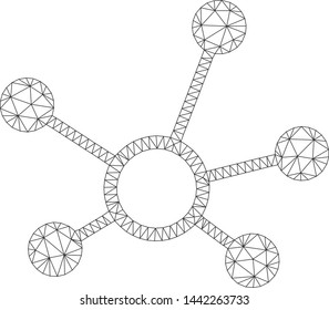 Mesh connection links polygonal icon vector illustration. Model is created from connection links flat icon. Triangle network forms abstract connection links flat model.