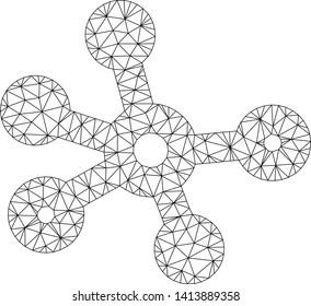 Mesh connections polygonal 2d vector illustration. Model is based on connections flat icon. Triangle network forms abstract connections flat model.