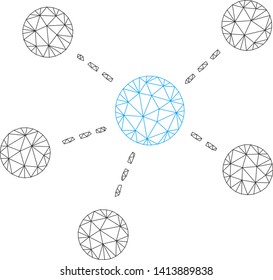 Mesh connections polygonal icon vector illustration. Model is based on connections flat icon. Triangle mesh forms abstract connections flat model.