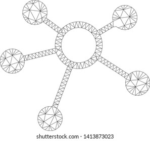 Mesh connections polygonal symbol vector illustration. Model is based on connections flat icon. Triangular mesh forms abstract connections flat model.