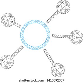 Mesh connections polygonal symbol vector illustration. Carcass model is based on connections flat icon. Triangular mesh forms abstract connections flat model.