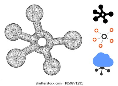 Mesh connections polygonal web symbol vector illustration. Model is created from connections flat icon. Triangle network forms abstract connections flat model.