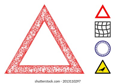 Mesh contour triangle web symbol vector illustration. Carcass model is based on contour triangle flat icon. Mesh forms abstract contour triangle flat model.