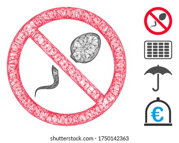 Mesh Empfängnisverhütung Web-Symbol Vektorgrafik. Das Modell basiert auf dem flachen Symbol der Empfängnisverhütung. Mesh bildet abstrakte Empfängnisverhütung flacher Körper. Wire-Frame-Flachnetz einzeln auf weißem Hintergrund.