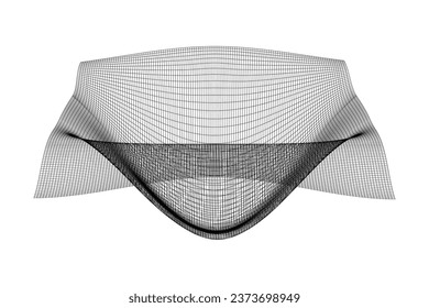 Mesh with Convex Distortion. Bent Grid in Perspective Isolated. Retrofuturism Element.