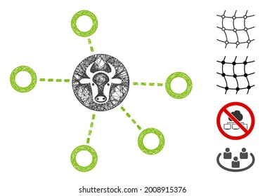 Mesh cow relations web icon vector illustration. Model is based on cow relations flat icon. Network forms abstract cow relations flat model. Wire frame flat web network isolated on a white background.