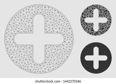 Mesh create model with triangle mosaic icon. Wire frame triangular mesh of create. Vector mosaic of triangle elements in different sizes and color tones. Abstract 2d mesh created from triangles.