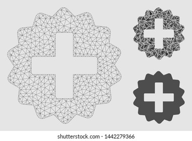Mesh create model with triangle mosaic icon. Wire carcass polygonal mesh of create. Vector mosaic of triangles in variable sizes and color hues. Abstract flat mesh designed with polygonal grid.