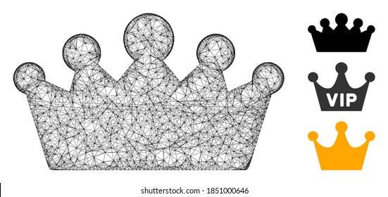 Mesh Kronen polygonal Web-Symbol Vektorgrafik. Die Abstraktion basiert auf dem Symbol der Krone. Dreieckige Maschenformen abstraktes Kronflachmodell.