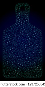Mesh cutting board polygonal illustration. Abstract mesh lines, triangles and points on dark background with cutting board.