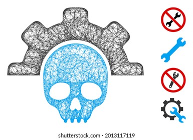 Ilustración vectorial de icono de malla muerta de herramientas web. La abstracción se crea a partir de un icono plano de las herramientas muertas. Formularios de red abstract dead tools modelo plano. red web wireframe 2D aislada en un fondo blanco.